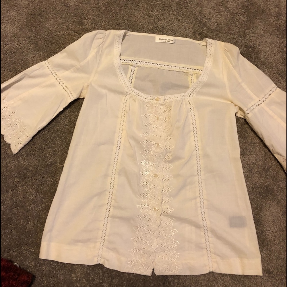 Cream Boho Embroidered Top